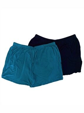 XL -2 pack Black and Teal Latuza Bamboo Viscose Sleep Shorts